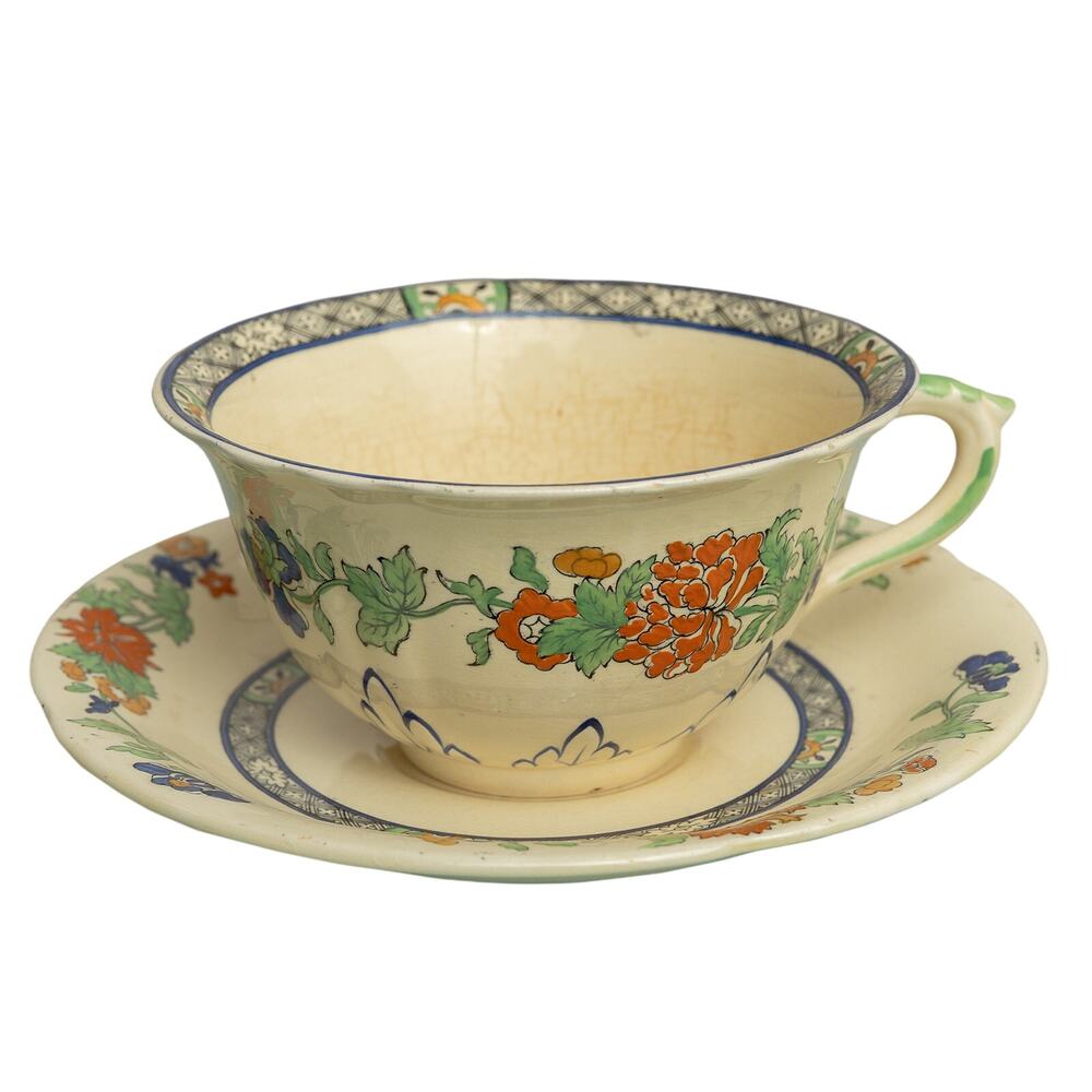 Antique 1891-1920 Mason's Patent Ironstone English China Teacup And Saucer Set